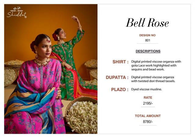 Shiddat bell rose 801 crepe dress material wholesale